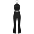 thumbnail image 3 of iiniim Women's Sleeveless Halter Neck Sparkly Sequin Fringe Jumpsuit Tassel Dance Outfit for Rave Party Black L, 3 of 7
