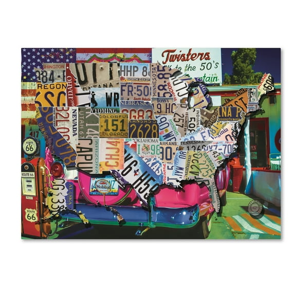 Trademark Fine Art 'USA License Plate Map Route 66' Canvas Art by Masters Fine Art