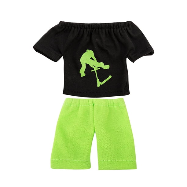 Ensemble de mini vêtements à doigts avec pantalon pour doigt, t-shirt, scooter, skateboards, outils, accessoires de tenue, adorables vêtements au bout des doigts, assortiment d'outils et accessoires