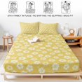 thumbnail image 5 of Cal.King Size Fitted Sheet Set - Yellow Flowers 3 Piece Bedding Sets 16" Deep Pocket Fitted Sheet with 2 Pillowcases, Country Botanical Blossom Floral Plants Brushed Microfiber Hotel Bed Sheets, 5 of 9
