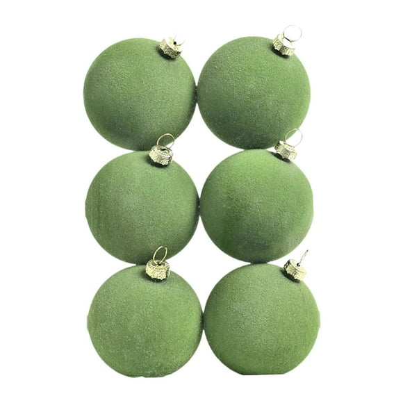 6 bolas navideñas flocadas para colgar en el de Navidad, bolas navideñas de terciopelo para interiores y exteriores, para ventanas festivas Verde