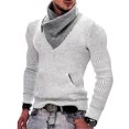 thumbnail image 3 of Jumpers for Men UK Knitted Sweaters Cowl Neck Autumn Winter Warm Pullover Sweater Sale Clearance Long Sleeve Knit Solid Turtle Neck Nordic Jumper with Pocket Size 8-18, 3 of 6