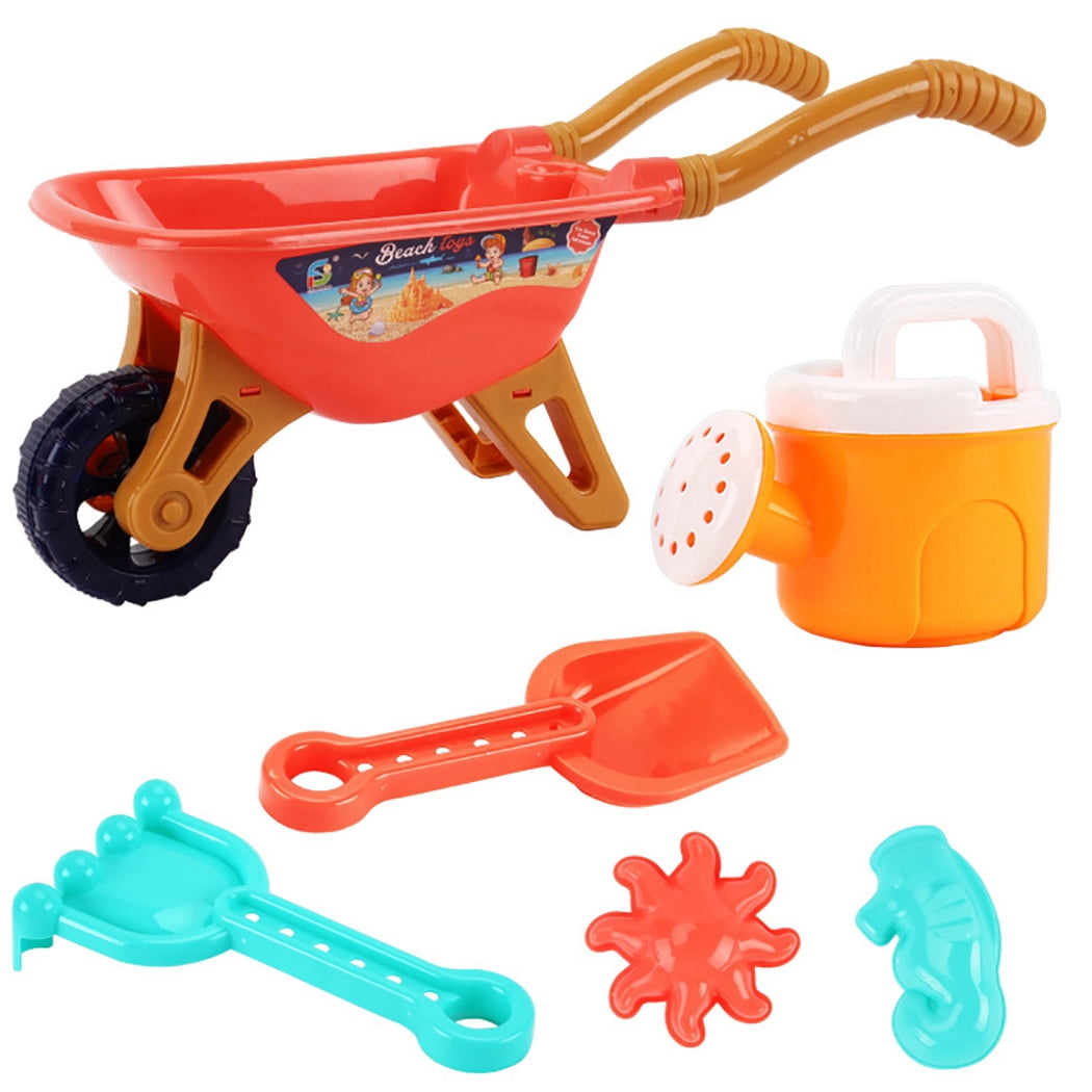 Beach Playset Plastic Cute 6PCS Sandbox Toy Sand Wheelbarrow