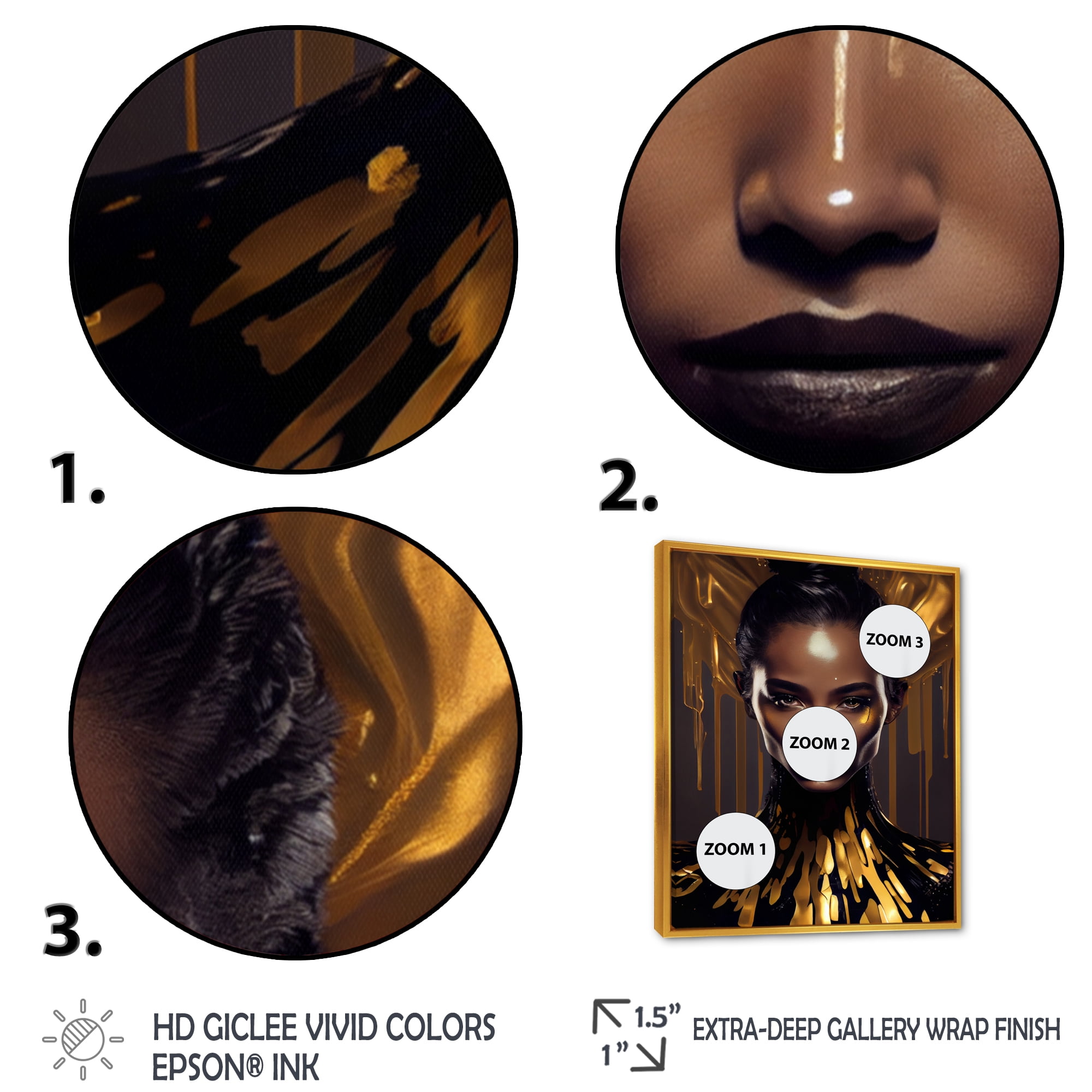 Designart Sensual Liquid Gold Woman III Floating Frame Wall Art