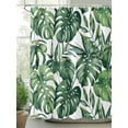thumbnail image 2 of Tropical Botanical Shower Curtain, Nature Palm Leaf Monstera Bathroom Decor Curtains Set with Hooks, Green Waterproof Fabric Home Accessories， 66 X 72 Inch Long, 2 of 6