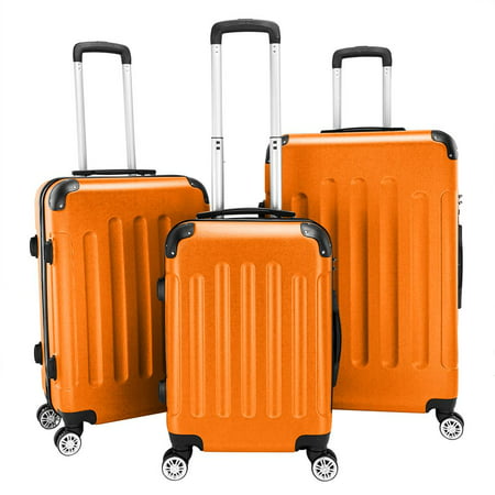 Zimtown Hardside Lightweight Spinner Orange 3 Piece Luggage Set with TSA Lock