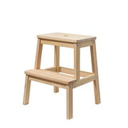 HOUCHICS Wooden Step Stool for Adult with 260lb Load Capacity,Multi-Purpose Natural 2-Step Stool-Toddler Kids Bedside Step Helper for Kitchen,Bathroom,Bedroom(no Paint)