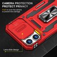 thumbnail image 3 of Armor Case for iPhone 16 with Sliding Camera Cover & Kickstand, Heavy Duty Military Grade Protection Phone Case, Built-in 360° Rotate Ring Stand, Shockproof Full Body Rugged Case, Red, 3 of 7