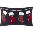 thumbnail image 7 of JWH Handmade Decorative Festive Red and Plaid Stocking Christmas Pillows Covers 12*20inch Navy Blue, 7 of 7