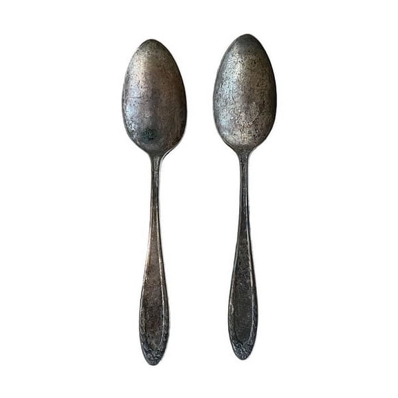 VINTAGE tea dessert SPOONS SET OF 2 ESTATE FIND fair condition need polish
