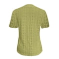 thumbnail image 5 of Kilaqueen Hollow Out Womens Blouses Casual Eyelet Embroidered Short Sleeve Summer Tops Lace Button Down Shirts Dressy Eyelet V Neck Blouse, 5 of 5