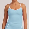 thumbnail image 6 of PISONIC Women Two Pieces Workout Set Tank Top Color Block High Waist Leggings Gym Work Outfits with Pockets, 6 of 7