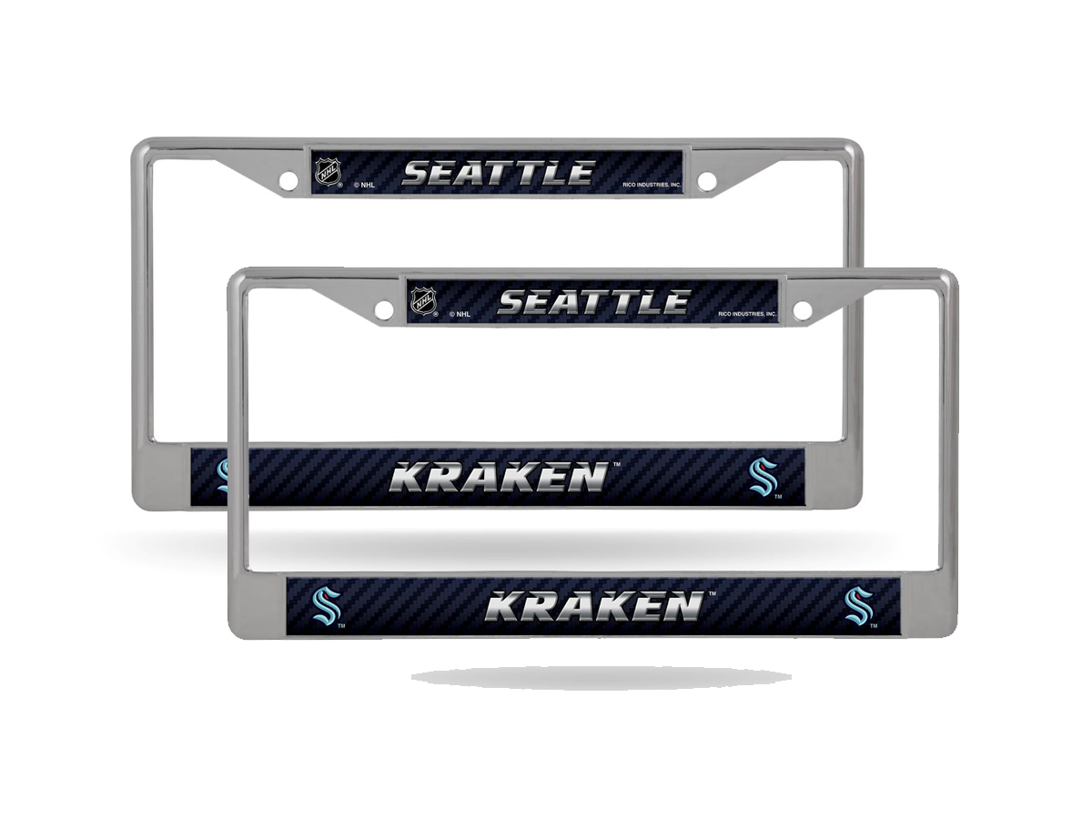 Seattle NHL Kraken Chrome Metal (2) License Plate Frame Set