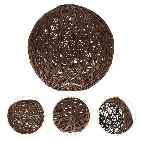Topbathy Indoor Brown Rattan Lampshade Soft Light Cover for Table and Pendant Lamps