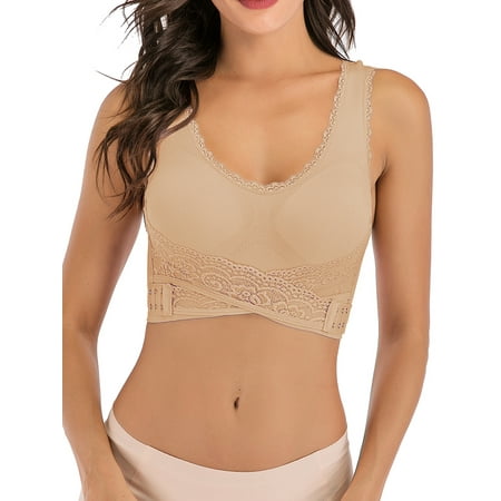 

YouLoveIt Women Sports Bras Seamless Lace Sports Bras Cross Front Side Buckle Lounge Bra Yoga Bras Lift Bra Adjustable Side Vest Bra Sports Tops Gym Running Activewear Bra