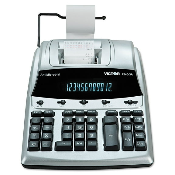 Victor Technology 1240-3A - Printing calculator - VFD - 12 digits - AC adapter - black, silver