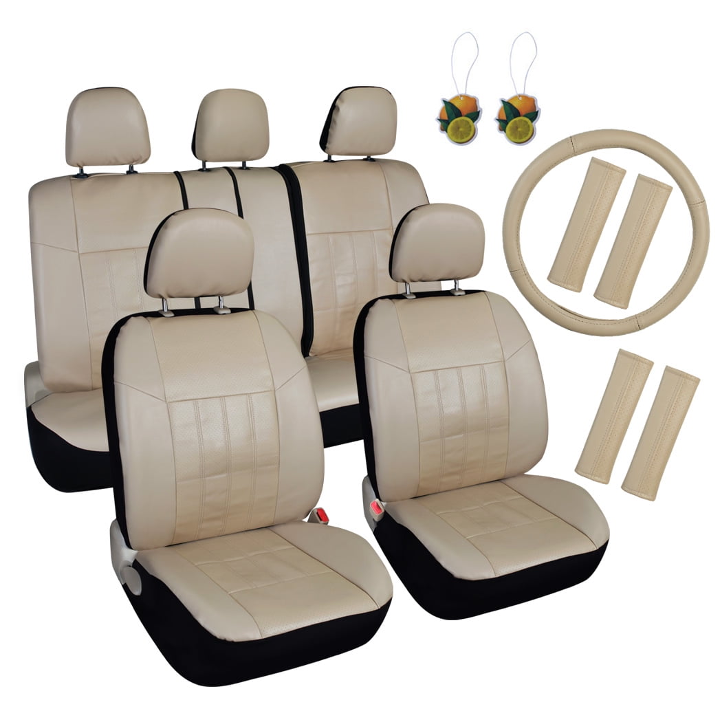 Universal Car Seat Covers 9 PARTS Set w/Steering Belt Pad/Head Rest 4 colors US