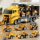 thumbnail image 1 of Juego de juguetes TEMI para camiones de construcción con tapete de juego para niños de más de 3 años, 1 of 6