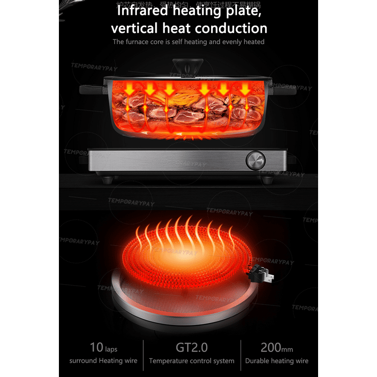 Electric Cooktop Single Burner,3500W 220V Electric Stove Top with Knob  Control,Portable Induction Cooktop with 2 Handle, Hot plate with Double  Ring Heating,Suitable for different types of POTS, 3 hours Timer