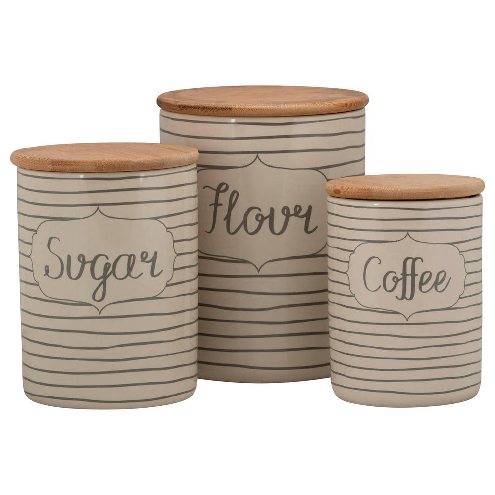 10 Strawberry Street Everyday Coffee, Sugar, Flour 3 Piece Porcelain