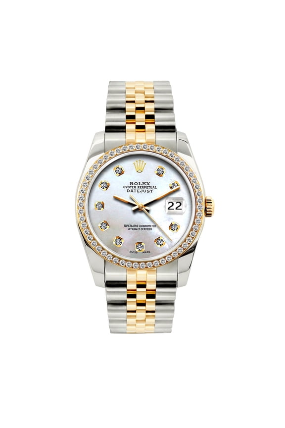 Pre-Owned Rolex Datejust 36mm Platinum Lavender Diamond Dial Two-Tone Bracelet Watch