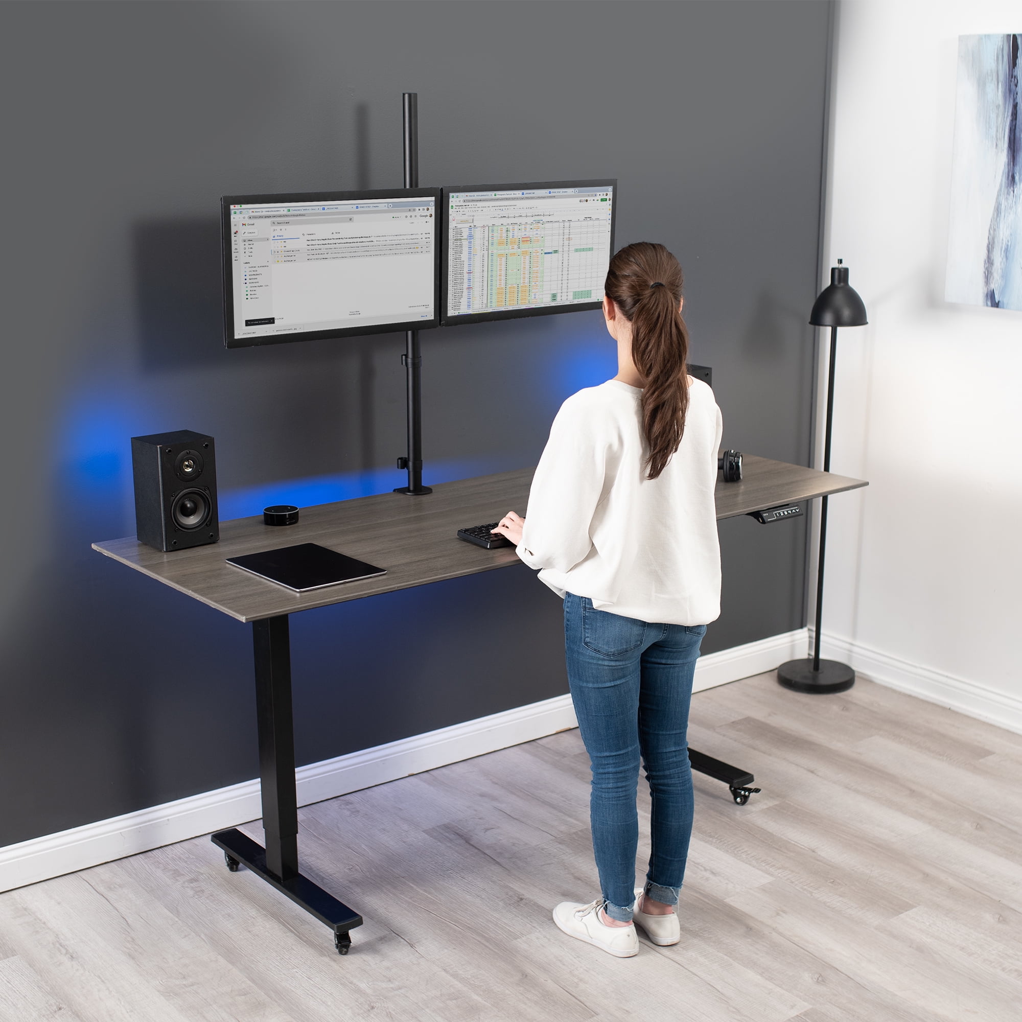VIVO Dual Monitor Desk Mount Extra Tall Adjustable Stand for up to 32" Screens