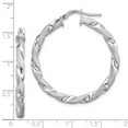 thumbnail image 3 of Primal Silver Sterling Silver Rhodium-plated Satin Twisted Hoop Earrings, 3 of 5