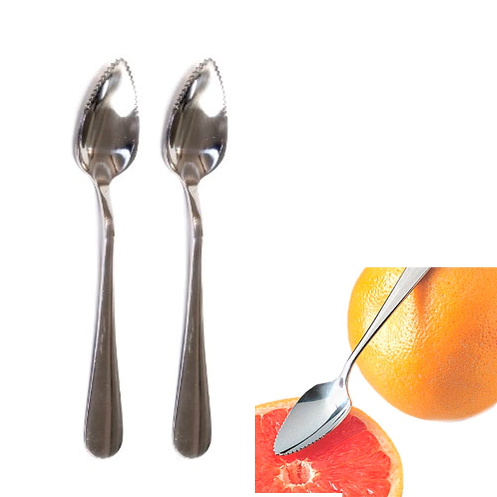 2 Pc Set Stainless Steel Grapefruit Spoon Serated Edge Dessert Cirtus