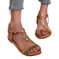 thumbnail image 5 of Xijirk Women Foreign Trade Sandals Summer New Casual One Buckle Strap Open Toe Flat Bottom Roman Shoes Bohemian Style Women Sandals for Fashion,Khaki,9, 5 of 9
