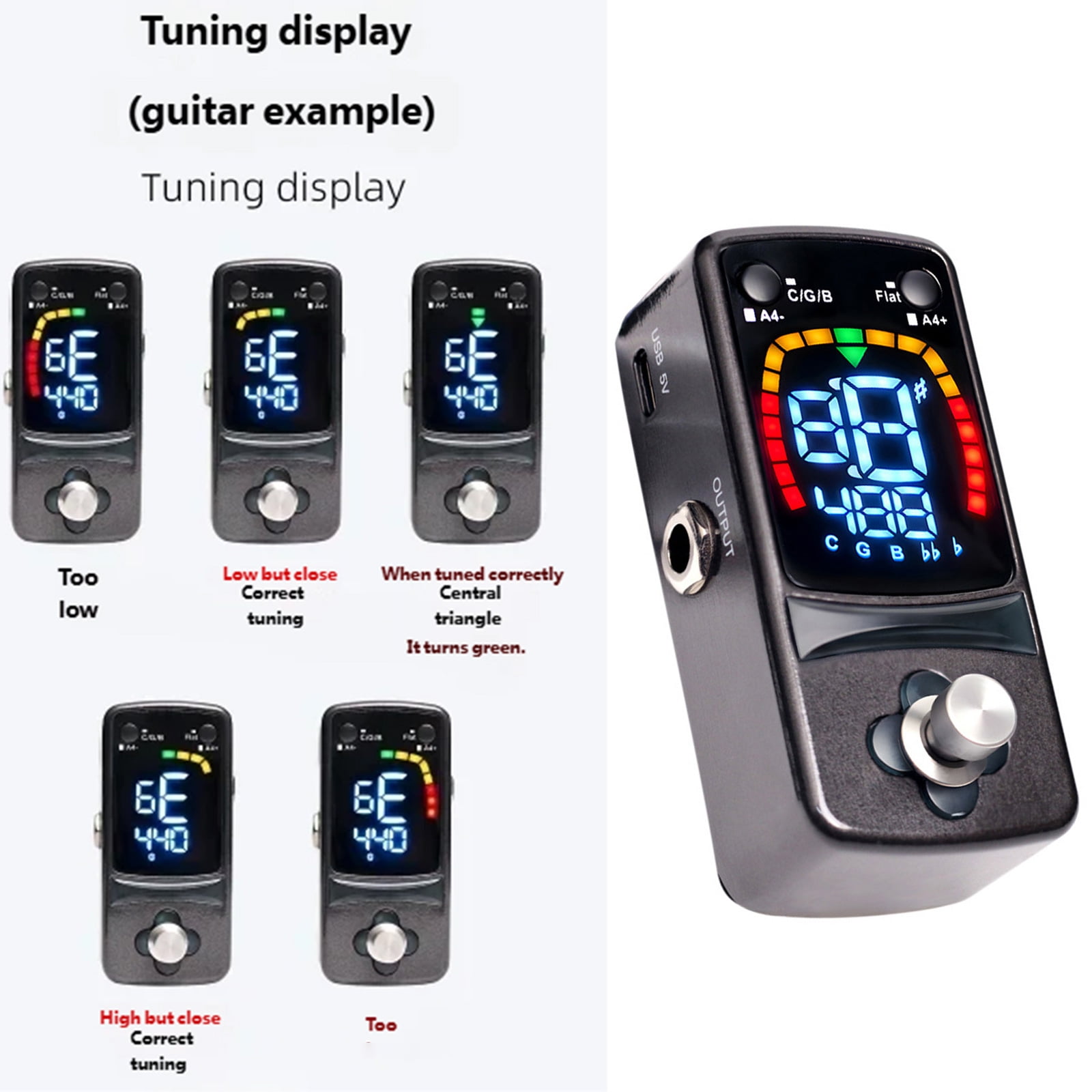 Portable Size Digital Guitar Pedal Tuner Replacement Chromatic Guitar Tuner Pedal Effect Real Bypass Design Enduring