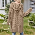 thumbnail image 4 of Kaondbfi Women's Cardigan, Open Front Cardigan Cable Knit Sweaters Solid Color Chunky Long Sweater Coats Winter Clothing for Women, 4 of 9