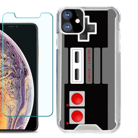 For Apple iPhone 11 Case, Hybrid Bumper Phone Case, with Tempered Glass Screen Protector, by OneToughShield ® - Game Controller