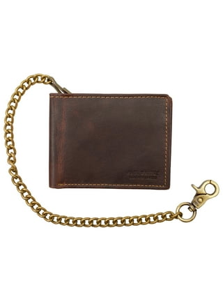TEE ESS Genuine Leather Round Chain Wallet Black Men Wallet, Pure Leather  Unisex Wallet