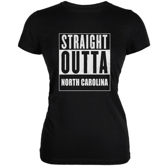 Straight Outta North Carolina Black Juniors Soft T-Shirt - Medium