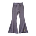 thumbnail image 3 of XXWXYD Girls Rib‑Knit Flare Pants, Elastic‑High‑Waist Bell‑Bottom Trousers With Heart Embroidery, Stretchy Knit Bottoms For Kids Casual Daily Dressing, 3 of 7