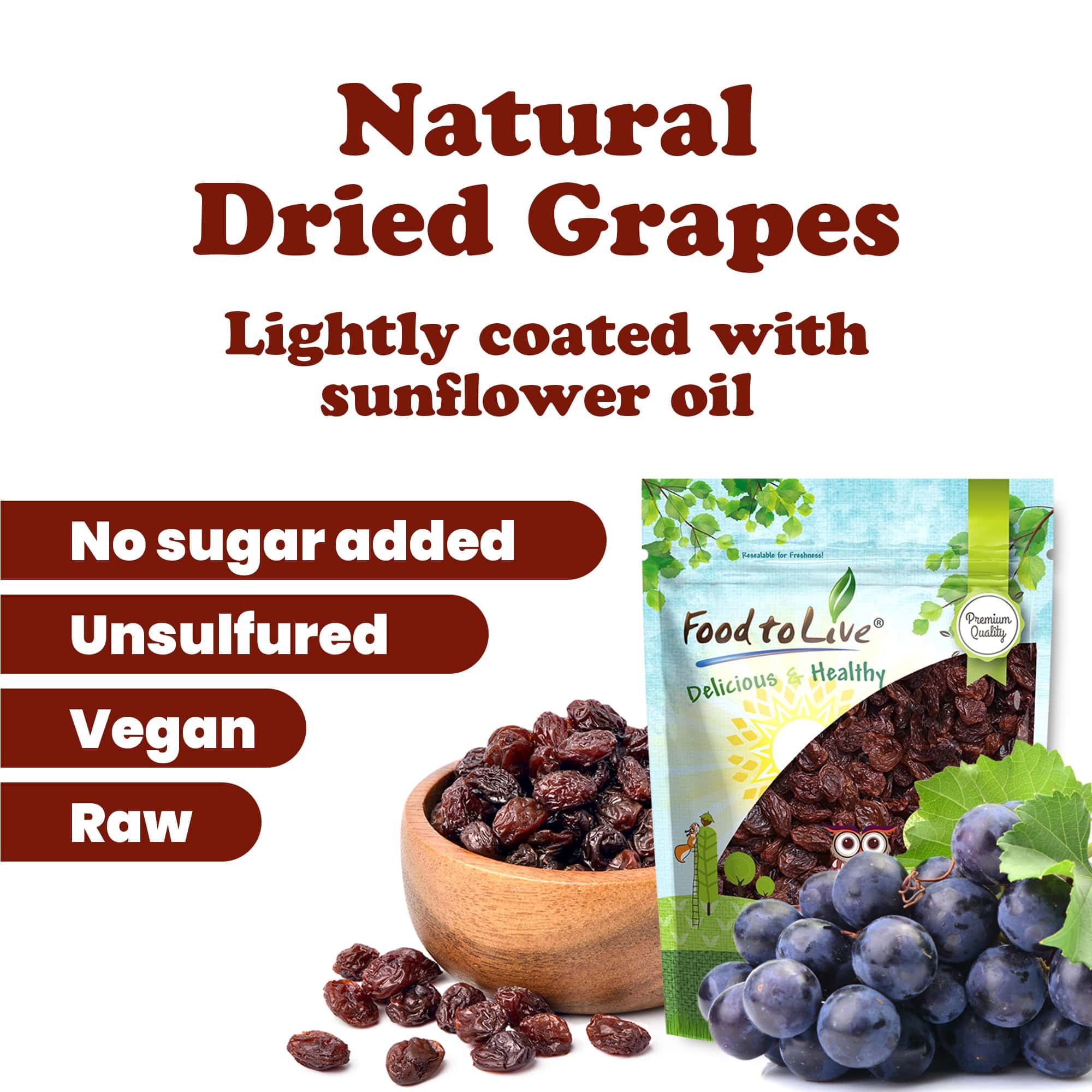 Sultana Raisins, 16 Pounds – Natural Dried Grapes for Baking, Snacking, and Trail Mixes. No Sugar Added, Unsulfured, Lightly Coated with Sunflower Oil. Perfect Pantry Staple. Paleo Fruit in Bulk