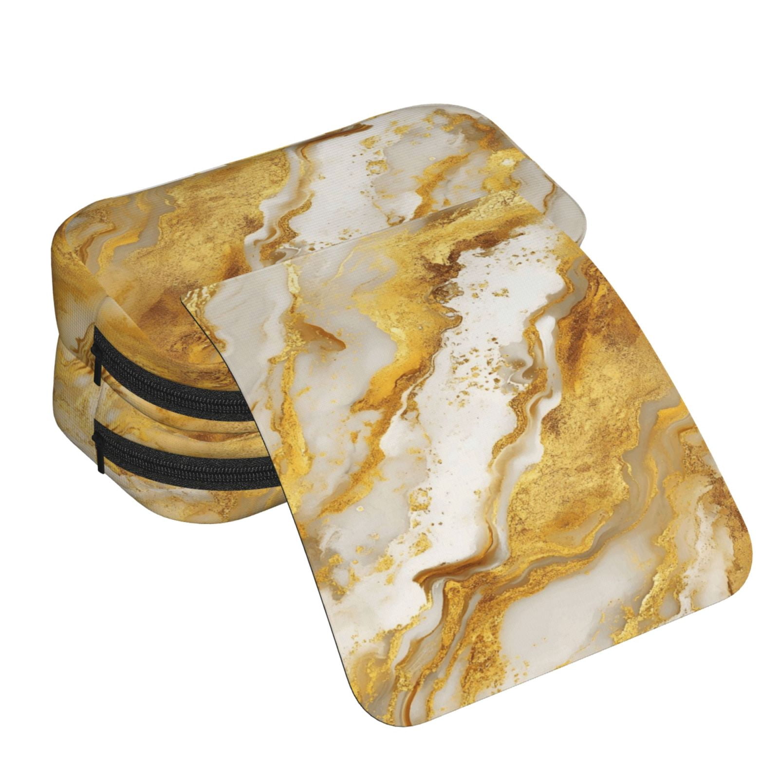 Large-Capacity Flip-Top Double-Layer Pencil Case, Multi-Functional Pocket Pen Case, Durable Stationery Organizer Gold Marble_1