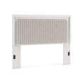 thumbnail image 3 of Signature Design by Ashley Ravalori Queen White Upholstered Headboard, Glam Panel with Faux Fur and Chrome Accents, 3 of 5