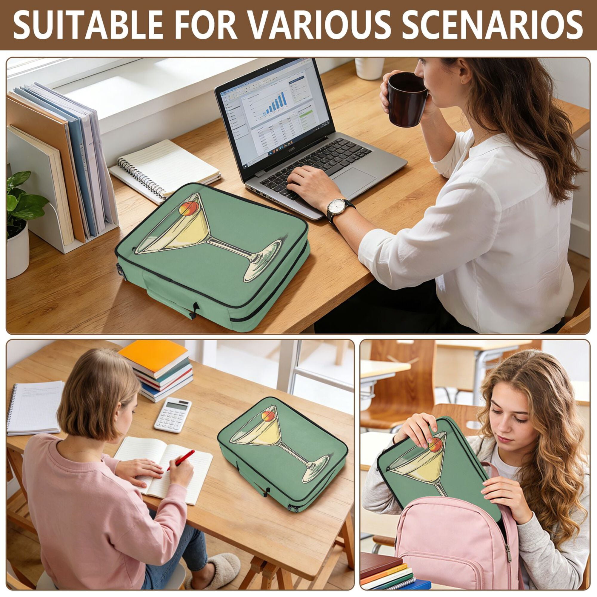 FORMRS Accordion File Folder A4 Size 7-Pocket Expanding Document Organizer Bag with 3 Ring Binder, Lemon Glass