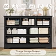 thumbnail image 2 of Homfa 7 Drawer Double Dresser, 47.2"W Contemporary Wood Chest of Drawer Storage Cabinet for Bedroom Living Room, Black, 2 of 7