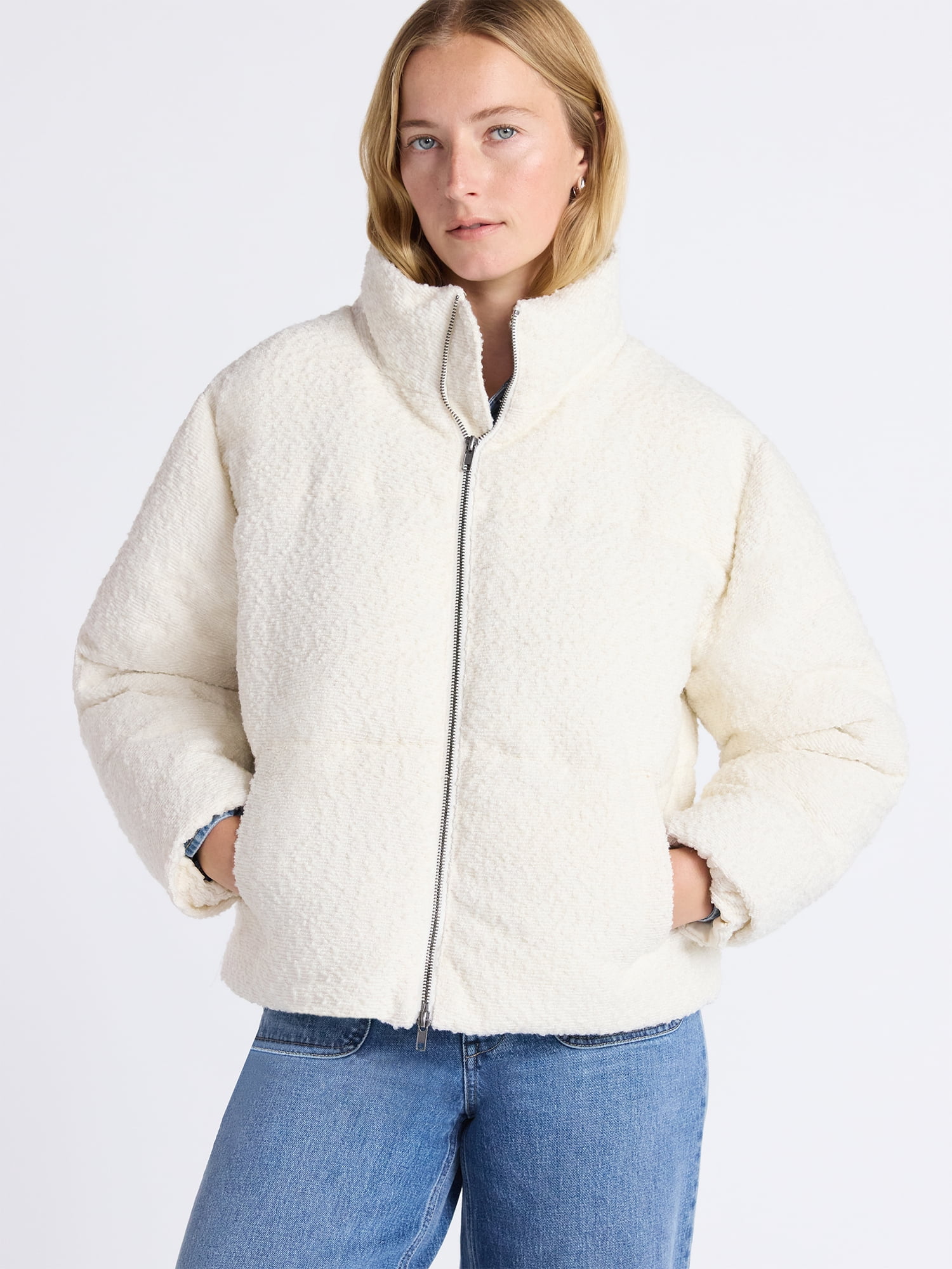 Free Assembly Women's and Women's Plus Cinched Puffer Jacket, Sizes XS-4X