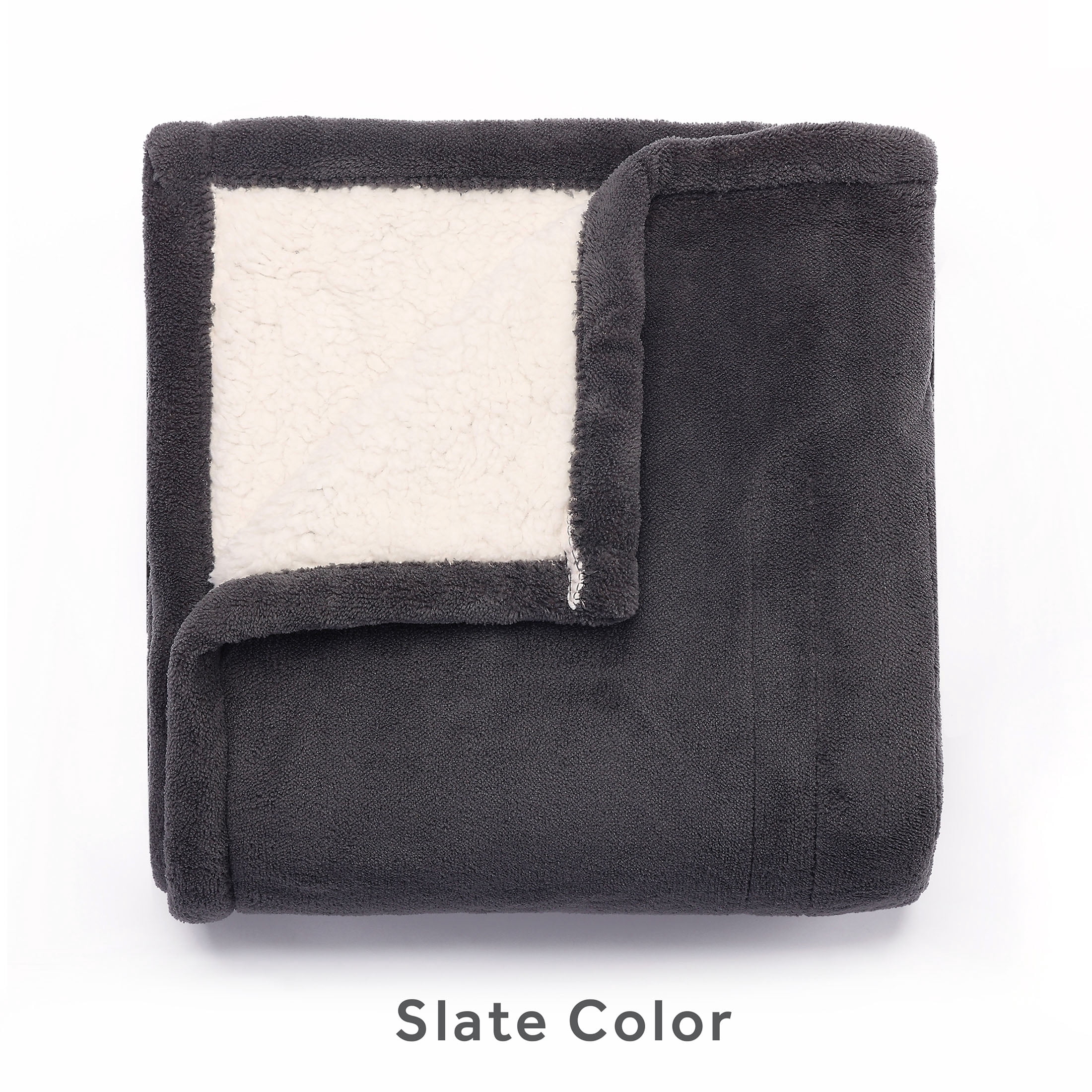 (2 pack) Sunbeam Microplush Sherpa Electric Heated Throw Blanket, Slate