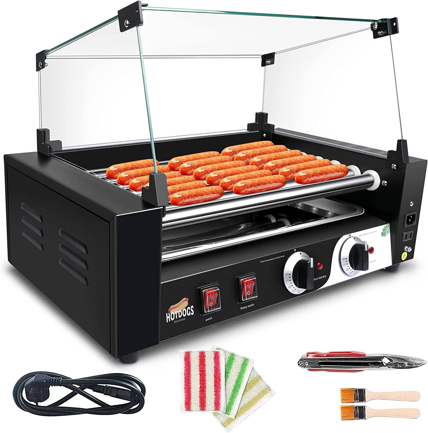 LIANQIAN Commercial Electric 18 Hot Dog 7 Rollers Grill Cooker Machine