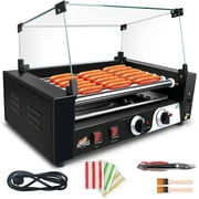LIANQIAN Electric 12 Hot Dog 5 Roller Grill Cooker Machine, With Cover & Dual Temp Control, Detachable Drip Tray - Commercial Grade