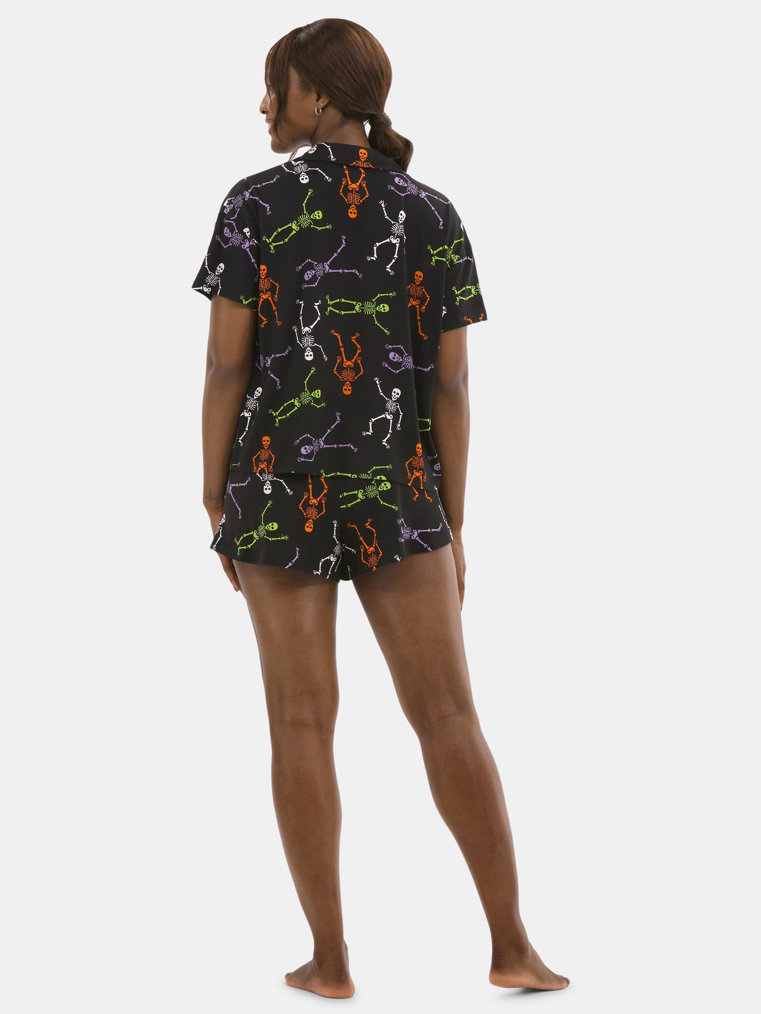 Halloween Women’s Printed Notched Top and Shorts Pajama Set from Way to Celebrate, 2-Piece, Sizes XS-3X