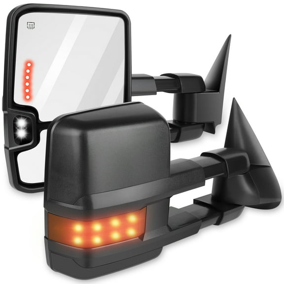ECCPP Towing Mirrors for 2003-2006 Chevy GMC Silverado Sierra (07 Classic Models) Black Power Heated Led Signal Side Pair Set Mirrors