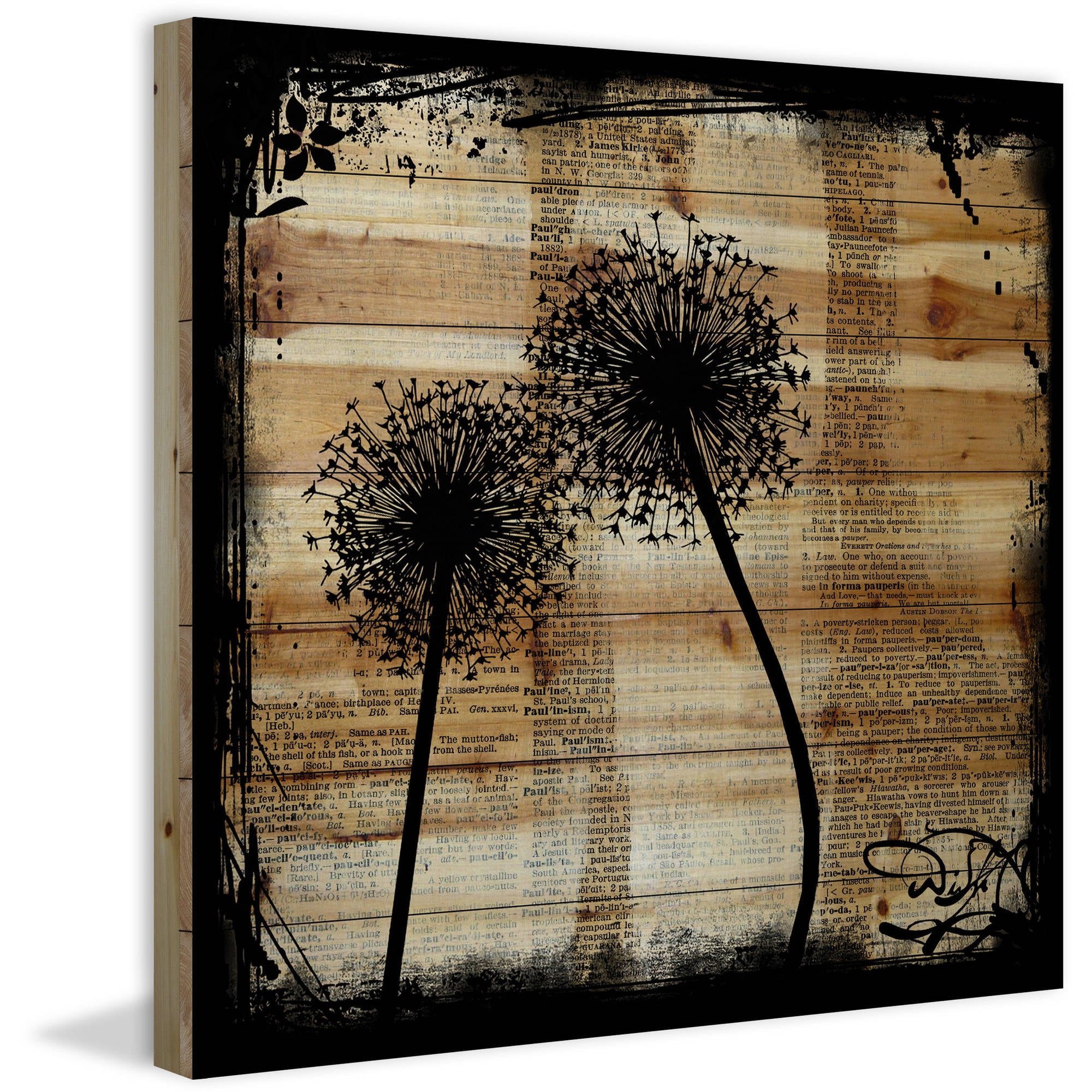 "Wish Dandy" Painting Print on Natural Pine Wood