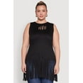 thumbnail image 2 of Womens Plus Size Laser Cut Fringe Hem Tank Top, 2 of 5