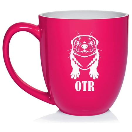 

OTR Occupational Therapist Registered Funny Otter Ceramic Coffee Mug Tea Cup Gift for Her Him Friend Coworker Wife Husband Animal Lover (16oz Hot Pink)
