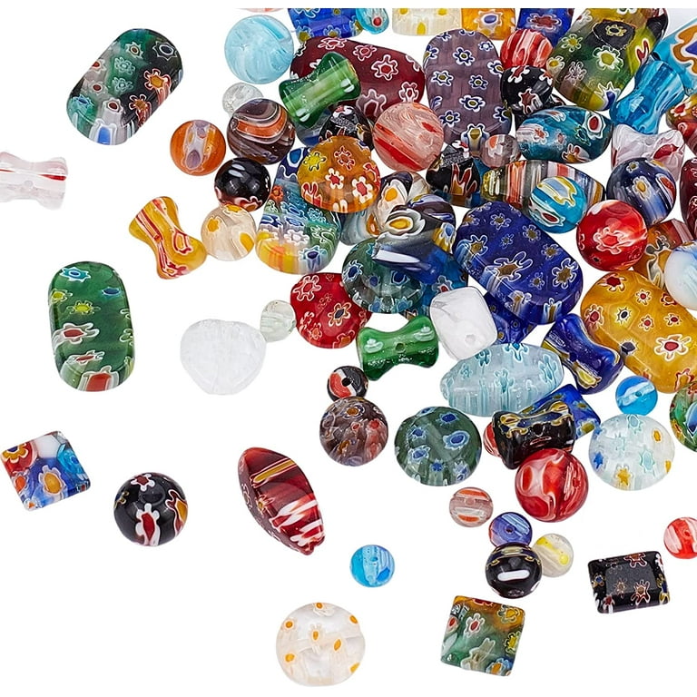 Millefiori Glass Large Hole Beads, Rondelle, about 8x14mm, Hole Size about  5-6mm, Priced 10 Pieces/Pkg